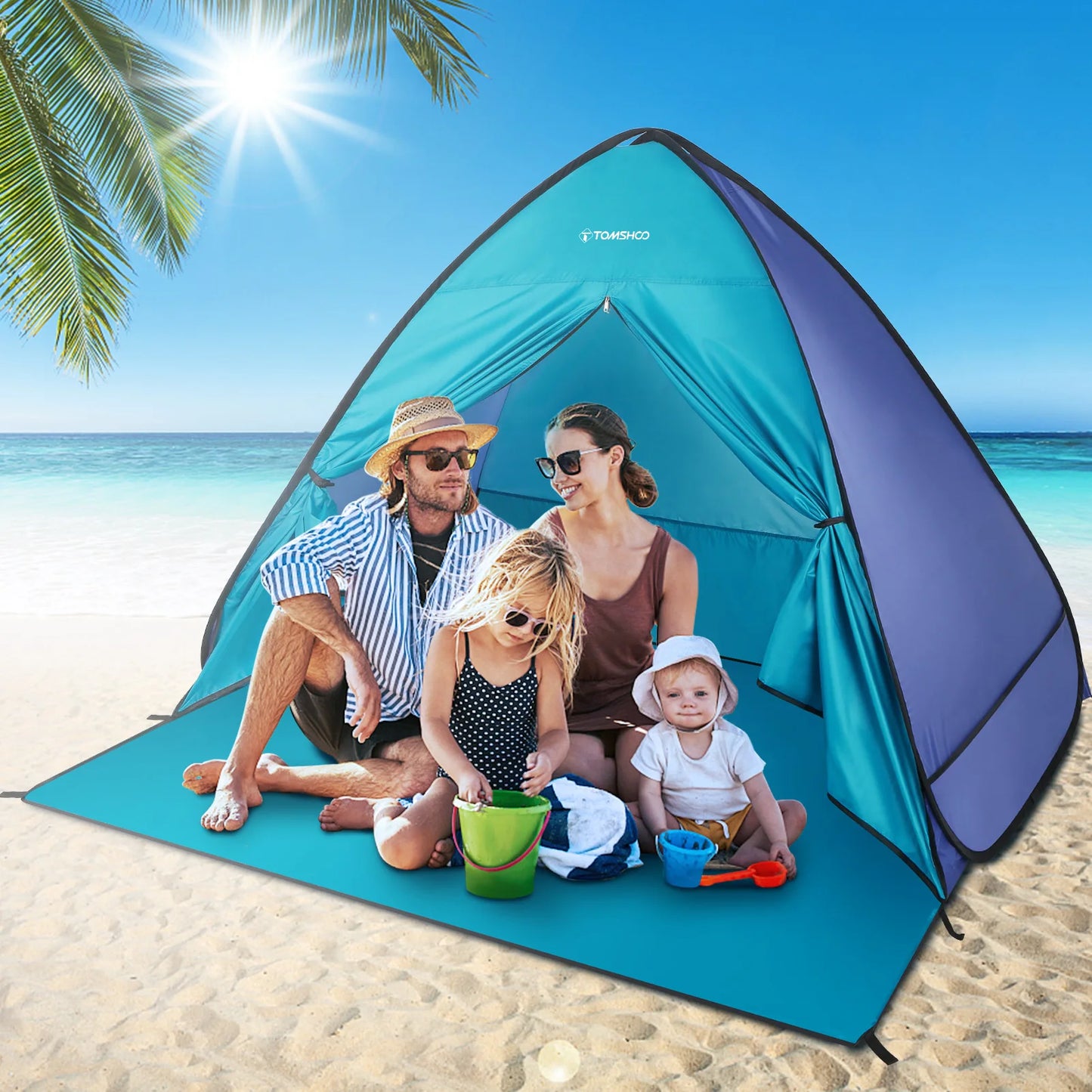 TOMSHOO Beach Tent Instant Pop Up Beach Shade Sun Shelter Tent Canopy Cabana with Carry Bag