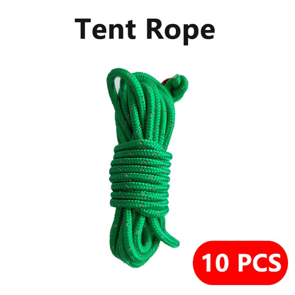 4mm Bold Sturdy Tent Rope High Reflective Luminous Windproof Tent Rope with Double Eye Buckle for Outdoor Camping,Dry,Bundle,Fix