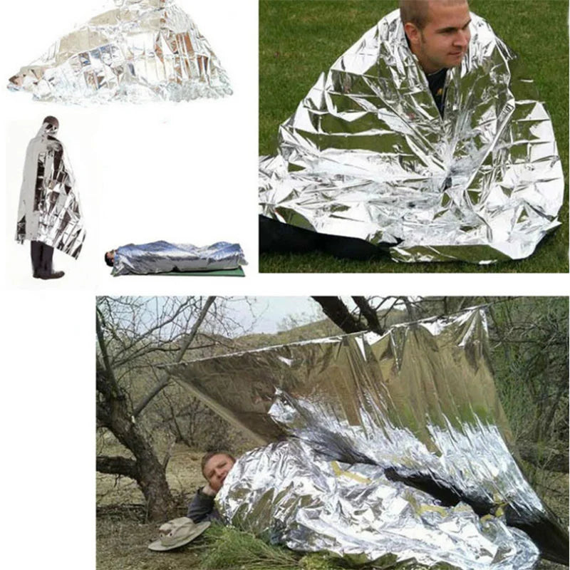 Hypothermia Rescue First Aid Camp Keep Foil Mylar Lifesave Warm Heat Bushcraft Outdoor Thermal Dry Emergent Blanket Survival Kit