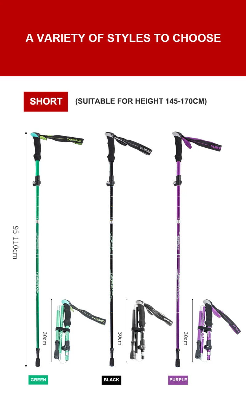 Trekking Stick 5-Section Telescopic Folding Trekking Poles Outdoor Camping Ultralight Portable Foldable Walking Hiking Stick