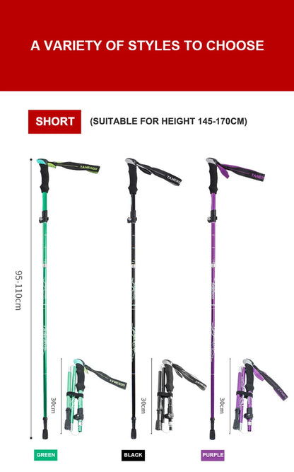 Trekking Stick 5-Section Telescopic Folding Trekking Poles Outdoor Camping Ultralight Portable Foldable Walking Hiking Stick