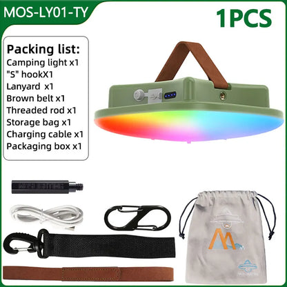MOSLIGHTING USB Fast Rechargeable Camping Lantern Mobile Phone APP Smart Hanging Tent Lamp Portable Flashlights Night Lights LED
