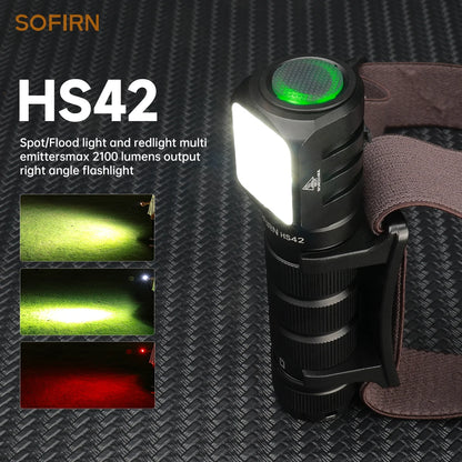 SOFIRN HS42 Headlamp 2100lm 18650 EDC USB C Rechargeable with Power Bank Flashlight SST40 LED Torch with Magnetic for Camping