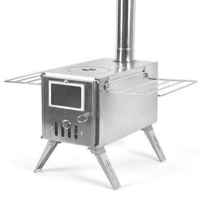 Outdoor Camping Wood-burning Stove for Inside Tents Firewood Burner Foldable Heater with Tent Fire Window Patio Fireplace