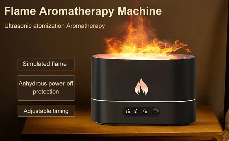 2024 USB Simulation Flame Night Light with Water Tank Humidifier Aroma Diffuser for Home Office Bedroom Atmosphere Desk Lamp New