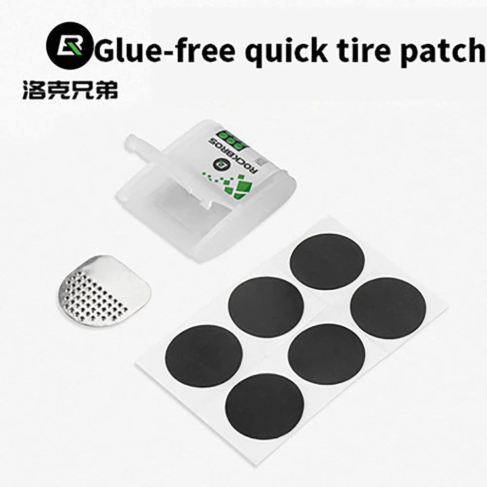 ROCKBROS Bicycle Flat Tire Repair Kit Tool Glue-free Portable Rubber Fetal Repair Bike Inner Tube Puncture Patch Repair Tools