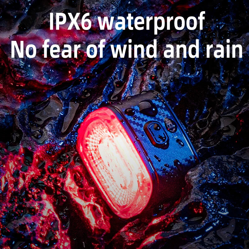 ROCKBROS Smart Bicycle Tail Rear Light Auto Stop Brake IPX6 Waterproof Type-C Charge Cycling Tail Taillight Bike LED Lights