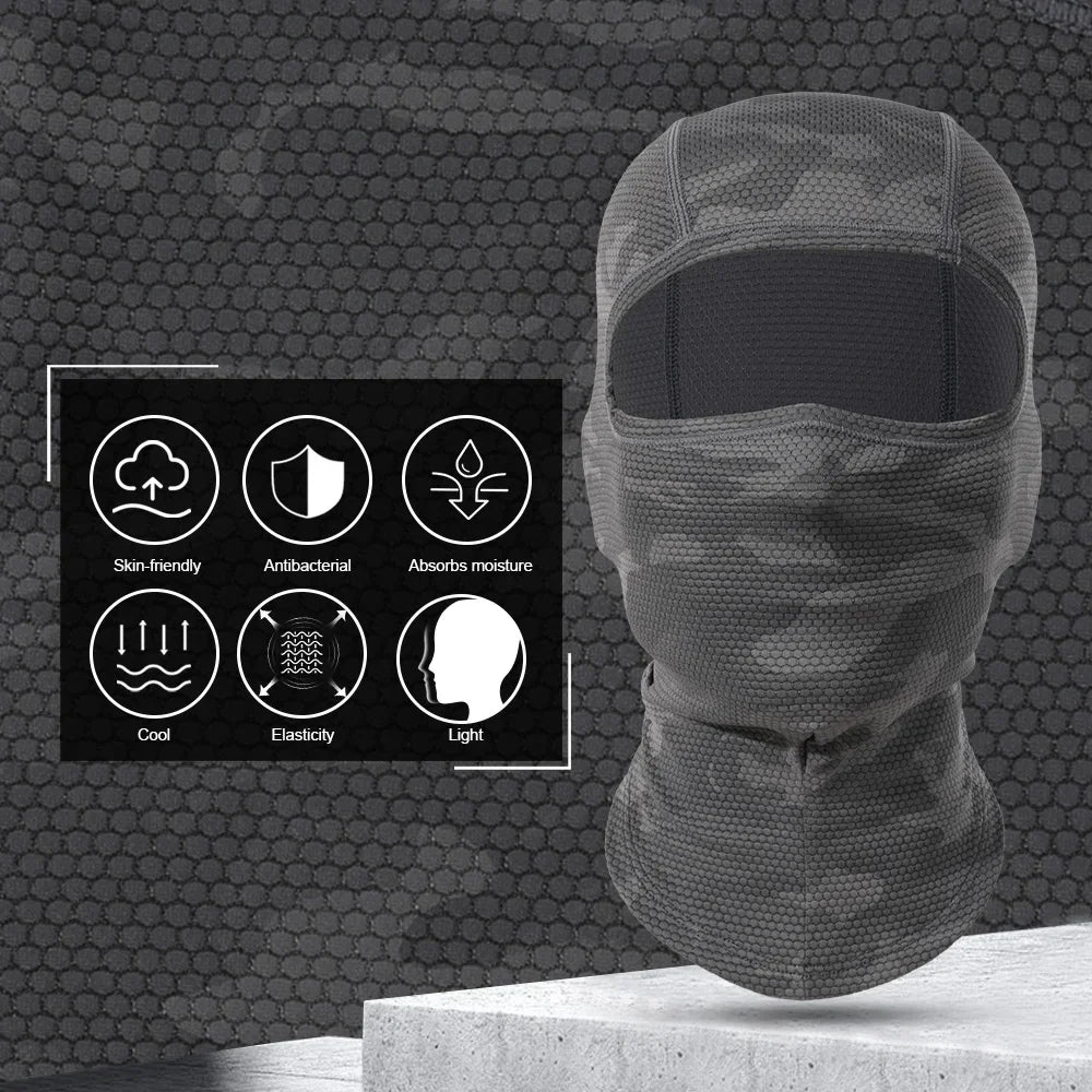 Cycling Full Face Balaclava Cooling Face Mask Breathable Ice Silk Wicking Absorbent Headgear for Bicycle Helmet Riding Gear Men