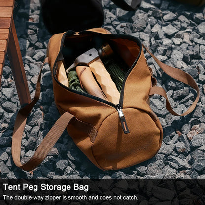 Outdoor Camping Tent Peg Ground Nail Storage Bag Tent Hammer Long Ground Nail Storage Bag Portable Canvas Tent Install Tools