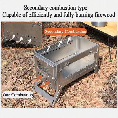 Camping Firewood Stove Tent Wood Heater Outdoor Ultralight  Burner Folding Portable Brazier Stainless Steel Furnace with Chimney
