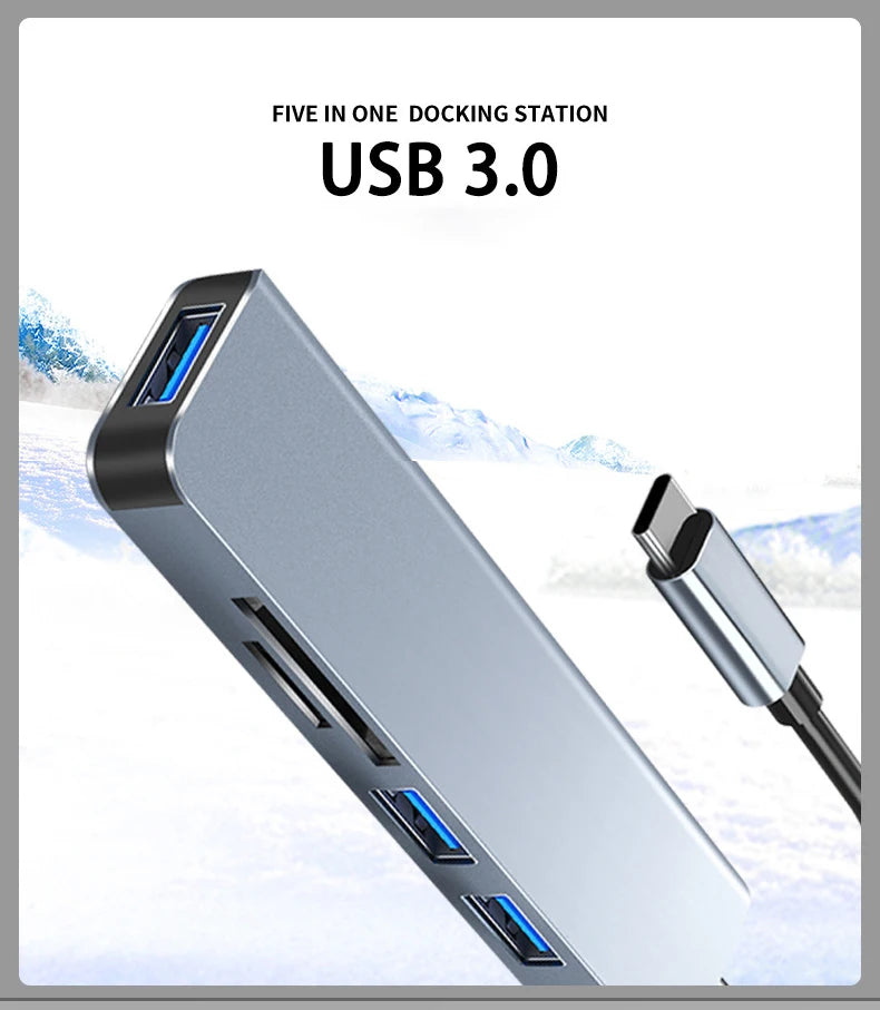 Type C+ USB HUB USB3.0 Dongle USB2.0 Disk Extend Adapter Cable Splitter Phone Charger Dock Micro SD TF Memory Card Reader Writer