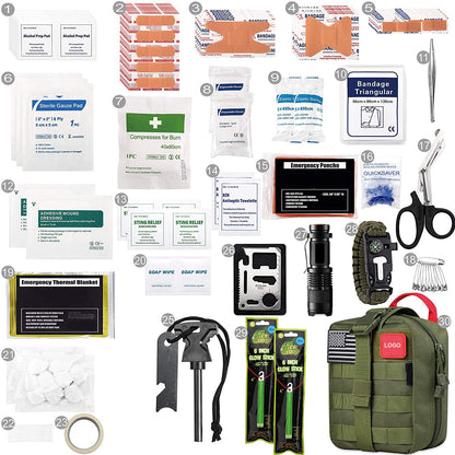 Outdoor Emergency Kit Suit Mountaineering Rescue Supplies Portable Package Camping Reserve Safety First-Aid Bag