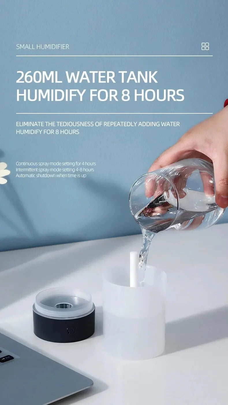 Mini Ultrasonic Air Humidifier Aromatherapy Diffuser Vehicle Mounted Portable Spray Usb Fragrance Essential Family Bedroom 260ml