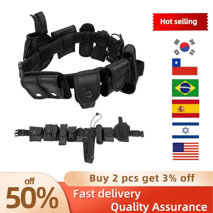 Outdoor tactical gun holster flashlight bag 10 in 1 multifunctional tool kit waist belt nylon Oxford cloth practical safety belt