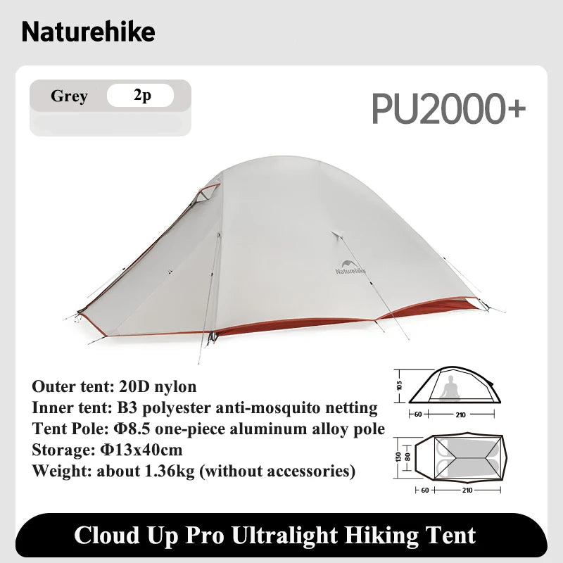 Naturehike Cloud Up Pro Tent 1 2 Person 20D Ultralight Portable Waterproof Camping Tent Outdoor Hiking Travel Backpacking Tent