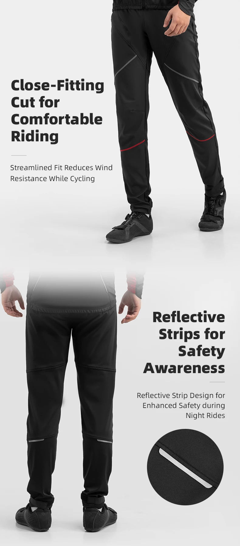 ROCKBROS Winter Cycling Pants Men Fleece Sport Reflective Trousers Keep Warm Thermal Bicycle Bike Mtb Pants Running Clothings