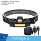 ZHIYU Portable Mini Flashlight Q5+COB Led Headlamp High Power Rechargeable Built-in Battery Outdoor Camping Fishing Headlight