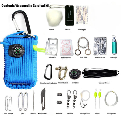 Climbing Umbrella Rope Equipment Kit, Emergency First Aid, Camping Hiking Safety Survival Tools, Outdoor Sobrevivência