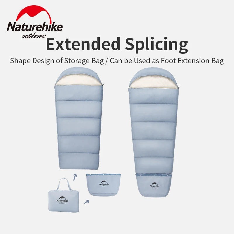 Naturehike Ultralight Outdoor Kids Cotton Sleeping Bag Portable Travel Camping Lengthen Splicing Children Envelope Lazy Bag