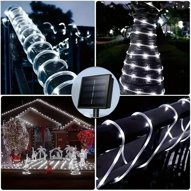 Solar LED Rope Lights Fairy Tube Light String Outdoor Waterproof Lawn Lamps 8 Mode For Home Garden Patio Christmas Wedding Decor