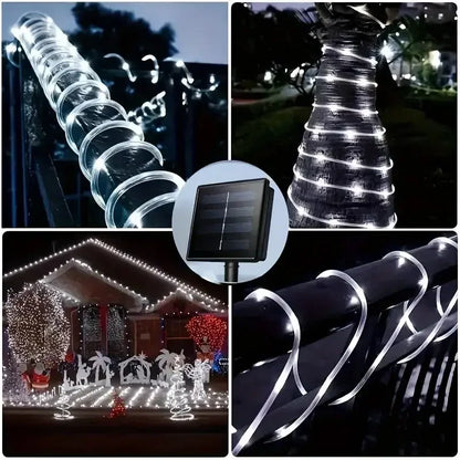 Solar LED Rope Lights Fairy Tube Light String Outdoor Waterproof Lawn Lamps 8 Mode For Home Garden Patio Christmas Wedding Decor