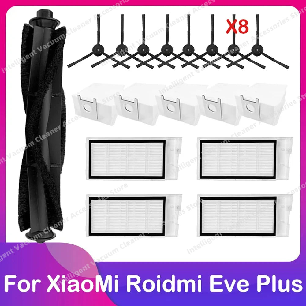Compatible for Xiaomi Roidmi Eve Plus Robot Vacuum Cleaner Spare Main Side Brush HEPA Filter Dust Bag Mop Cloth Parts