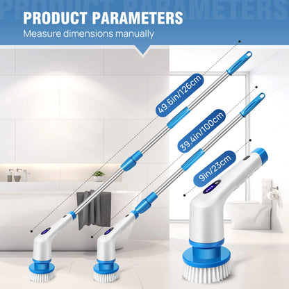 Electric Spin Scrubber Cordless Power Shower Scrubber Cordless Cleaning Brush with 9 Brush Heads for Bathroom Tub Tile Floor