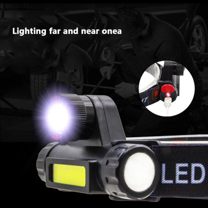 ZHIYU Portable Mini Flashlight Q5+COB Led Headlamp High Power Rechargeable Built-in Battery Outdoor Camping Fishing Headlight