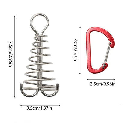 4pcs  outdoor camping octopus wind rope fixing buckle wooden deck gap fixing nail with spring tent wind rope hook