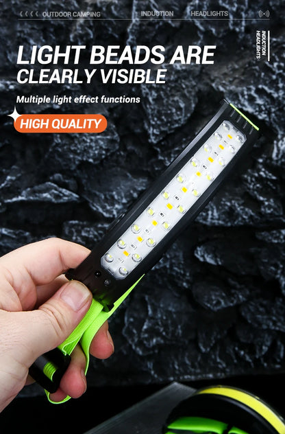 COB Sensor Headlight Built in Battery Fishing Headlamp Rechargeable 6 Modes Head Torch Outdoor Camping Flashlight