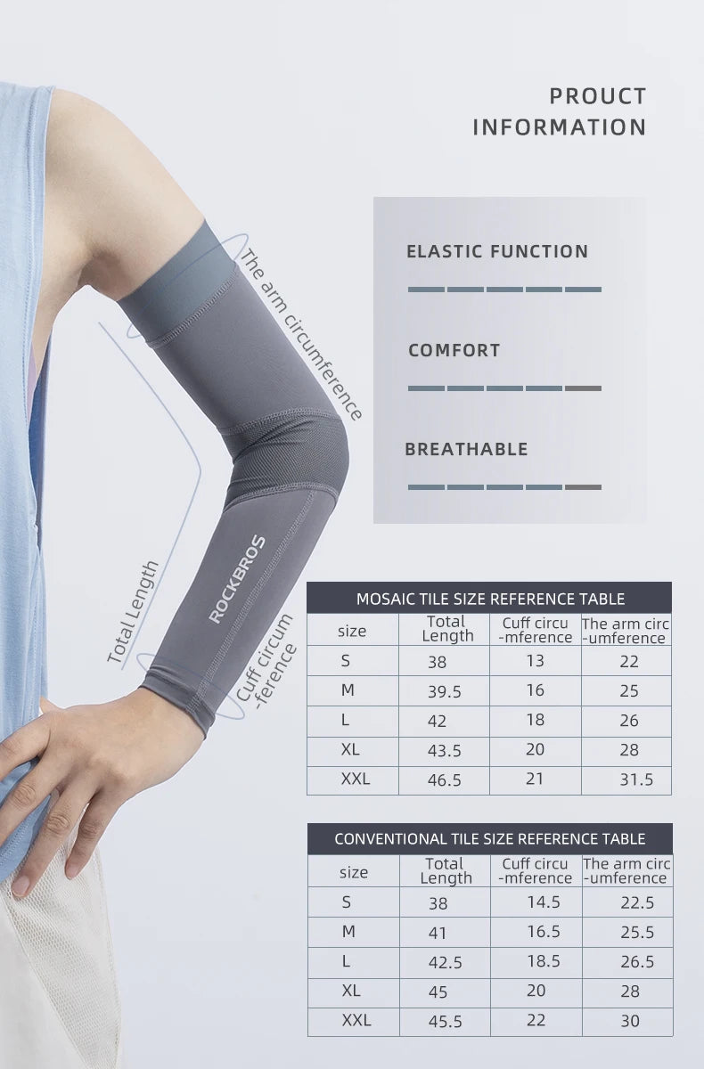 ROCKBROS Ice Fabric Running Camping Sleeves Breathable Sleeve Quick Dry Arm Protect UV400 Arm Cover Summer Sports Safety Gear