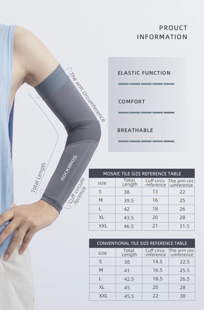 ROCKBROS Ice Fabric Running Camping Sleeves Breathable Sleeve Quick Dry Arm Protect UV400 Arm Cover Summer Sports Safety Gear