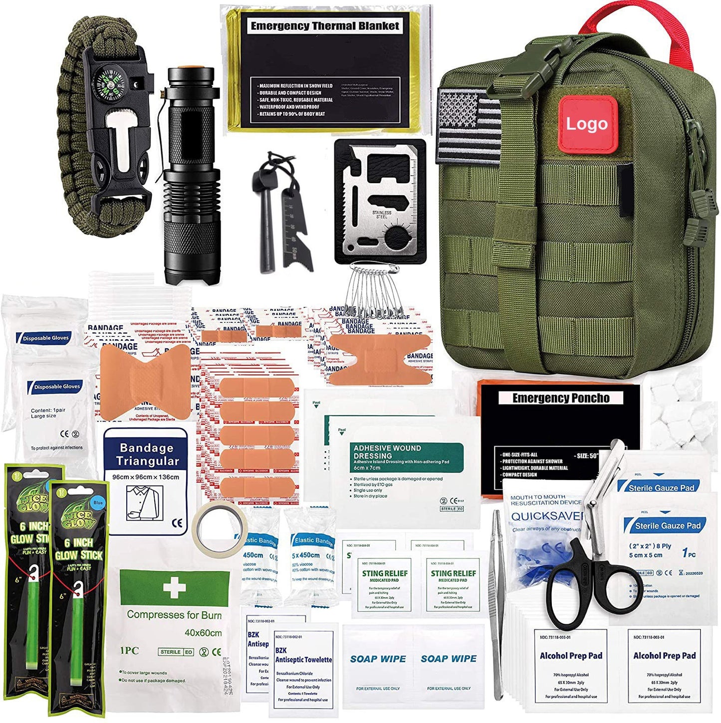 Outdoor Emergency Kit Suit Mountaineering Rescue Supplies Portable Package Camping Reserve Safety First-Aid Bag