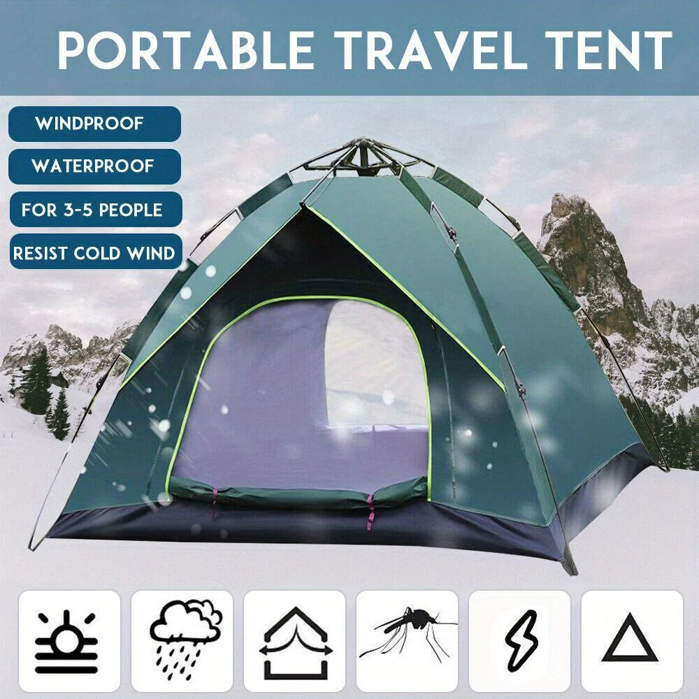 Portable Camping Tent 3-4 Person Automatic Instant Pop Up Hiking Canopy 4 Season