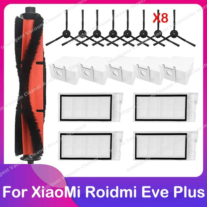 Compatible for Xiaomi Roidmi Eve Plus Robot Vacuum Cleaner Spare Main Side Brush HEPA Filter Dust Bag Mop Cloth Parts