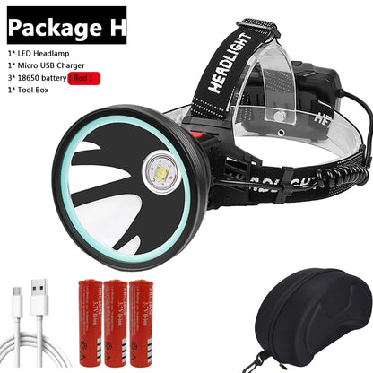 Brand New Xhp90.2 White Yellow LED Headlamp Headlamp Headlamp Torch 32W XHP50 3* 18650 Battery Power Pack 7800mah Light