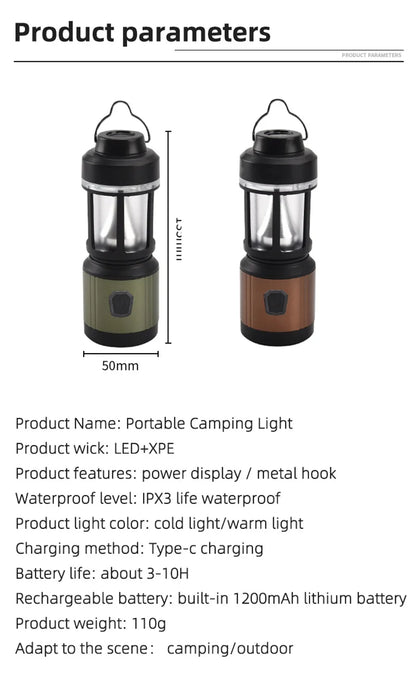 WEST BIKING Camping Tent Hanging Light Portable Camping Lanterns USB Rechargeable Led Light Camp Lamp for Outdoor Emergency