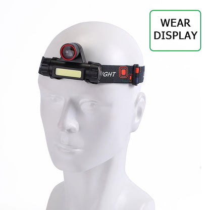 ZHIYU Portable Mini Flashlight Q5+COB Led Headlamp High Power Rechargeable Built-in Battery Outdoor Camping Fishing Headlight