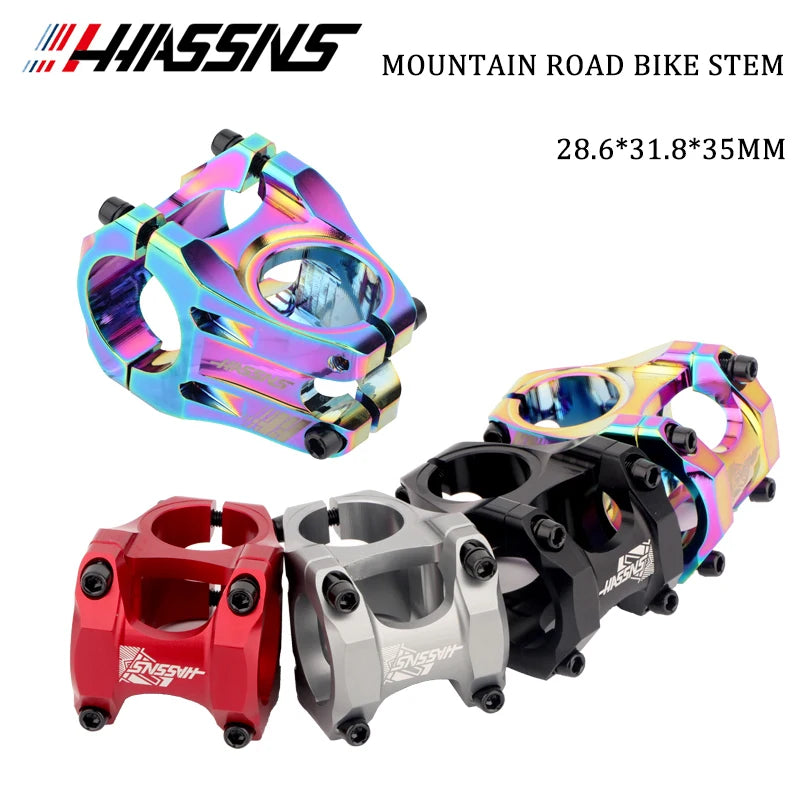 HASSN CNC Stem Mtb Handlebar Stem 35mm Bicycle Short Power Road Bike 31.8 Table Bmx Bridge Pipe Cycling Power Adjustable Rod