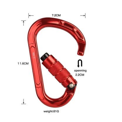 Rock Climbing Carabiner Pear-Shape Buckle 25kN Safety Auto Lock Spring-Loaded Gate Aluminum H-Carabiner Outdoor Kits