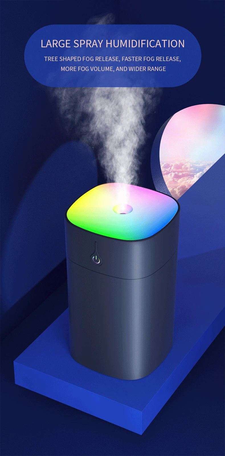 Colorful Humidifier 1 Home USB Portable Humidifier with Atmosphere Color Light Night Light Air Purification Humidifier