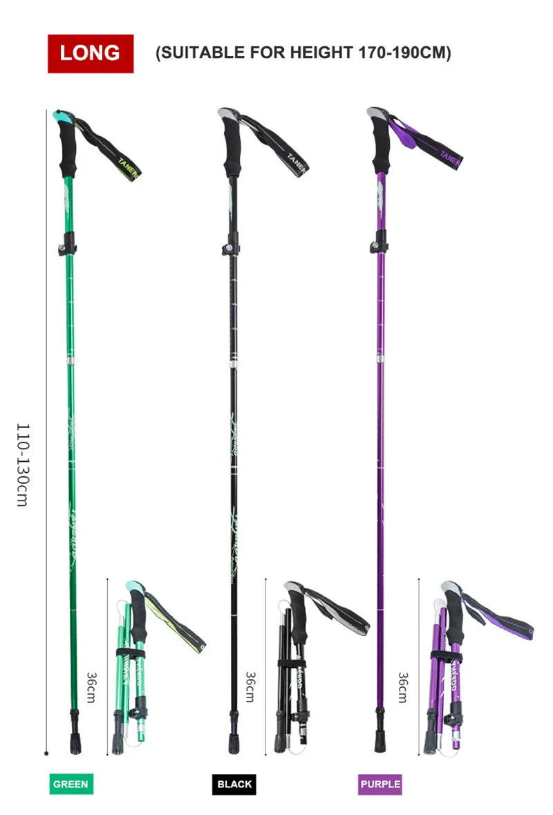 Trekking Stick 5-Section Telescopic Folding Trekking Poles Outdoor Camping Ultralight Portable Foldable Walking Hiking Stick