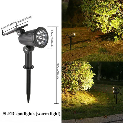 KDULIT 1-2PCS 9LED Solar Powered Lawn Lamp Adjustable Outdoor IP65 Waterproof Garden Courtyard Decoration Street Lamp Spotlight