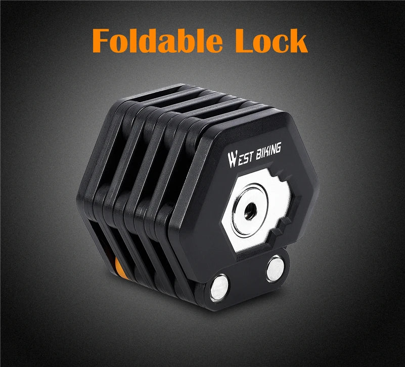WEST BIKING Foldable Bike Lock Key Password Security Anti-Theft Lock MTB Road Bicycle Scooter Electric Bike Cycling Chain Lock