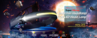 ZHIYU Portable Mini Flashlight Q5+COB Led Headlamp High Power Rechargeable Built-in Battery Outdoor Camping Fishing Headlight