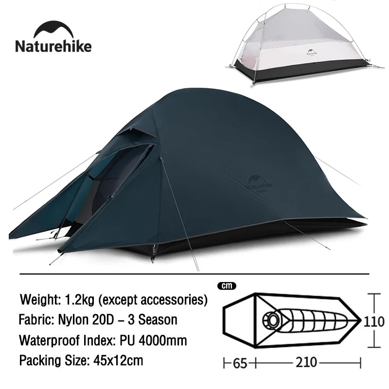 Naturehike Tent Cloud Up Series Ultralight Outdoor Camping Tent Waterproof Backpacking Cycling Tent Camping Tent With Floor Mat