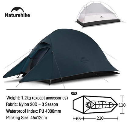 Naturehike Tent Cloud Up Series Ultralight Outdoor Camping Tent Waterproof Backpacking Cycling Tent Camping Tent With Floor Mat