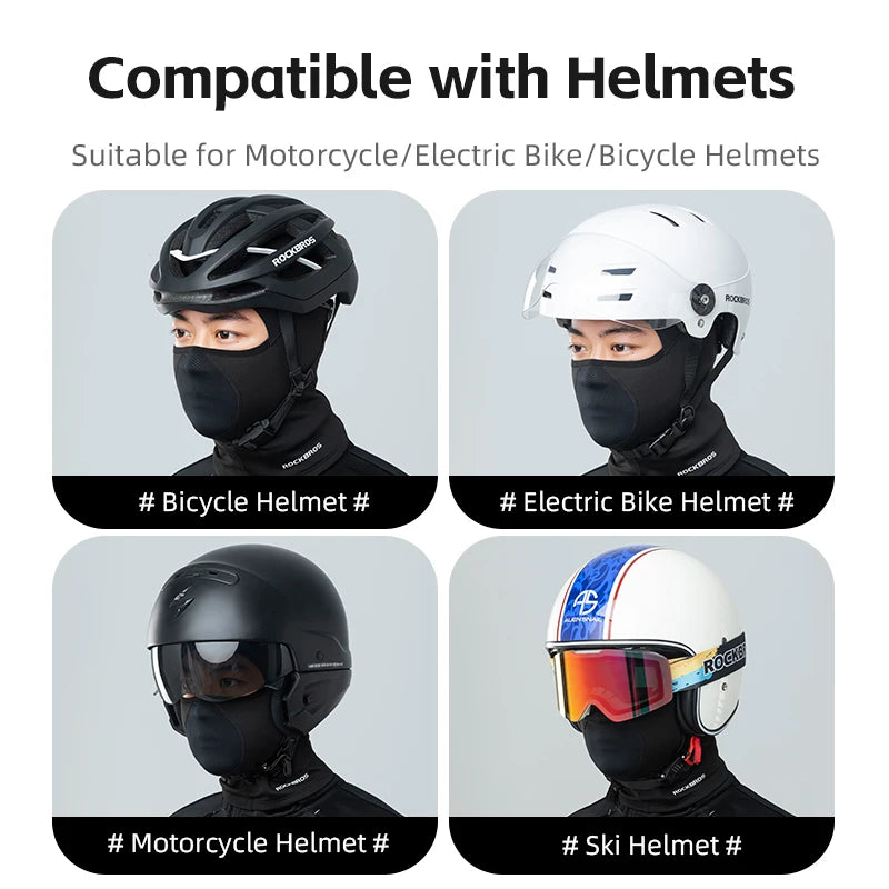 ROCKBROS Bicycle Fleece Head Mask Windproof Cycling Face Mask Balaclava Breathable Warm Bike Equipement Skiing Fleece Headgear