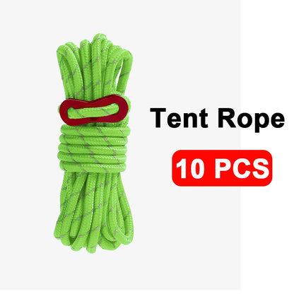 4mm Bold Sturdy Tent Rope High Reflective Luminous Windproof Tent Rope with Double Eye Buckle for Outdoor Camping,Dry,Bundle,Fix