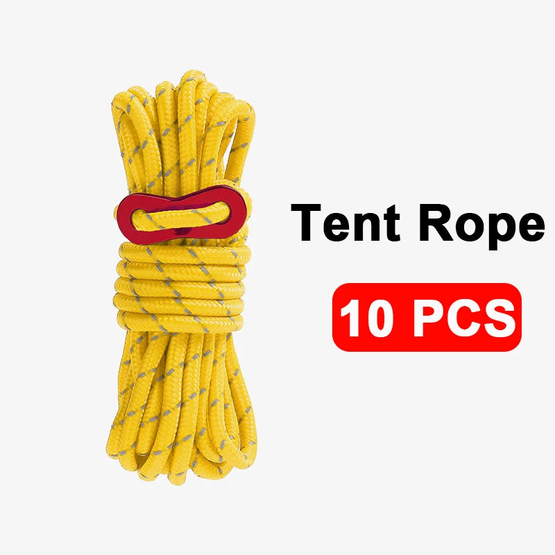 4mm Bold Sturdy Tent Rope High Reflective Luminous Windproof Tent Rope with Double Eye Buckle for Outdoor Camping,Dry,Bundle,Fix
